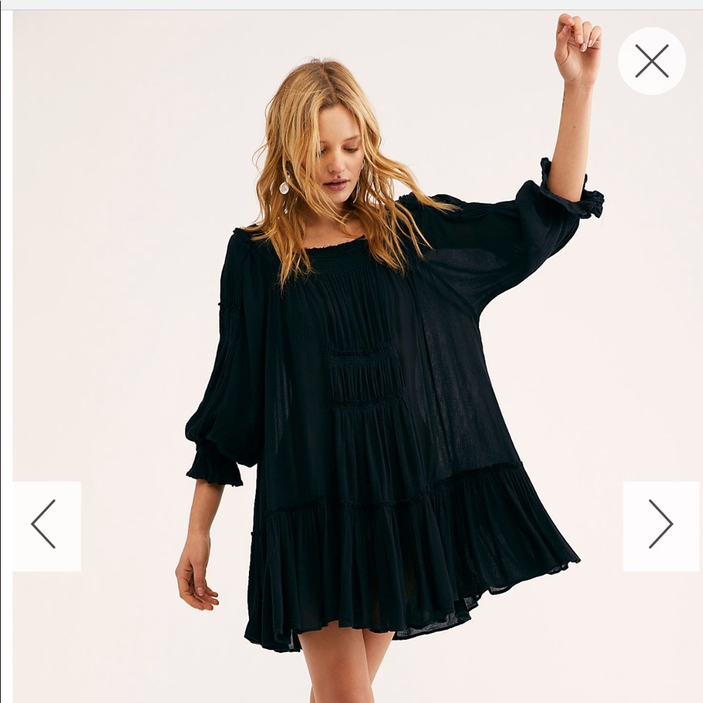 Cute Free People Boho Swing Dress, Black